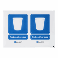 Stickerbogen der Labordurchreiche LaboLite® mit Funktionsaufklebern und Piktogrammen